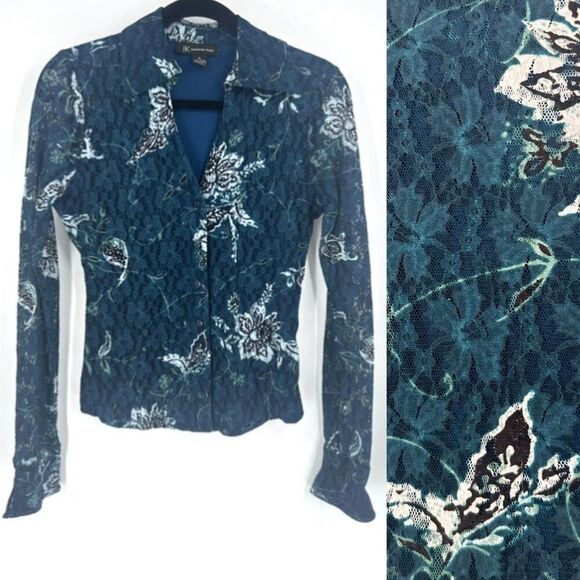 Vintage Y2K INC International Concepts Women's‎ Lace Button Front Blouse Medium - Picture 1 of 10